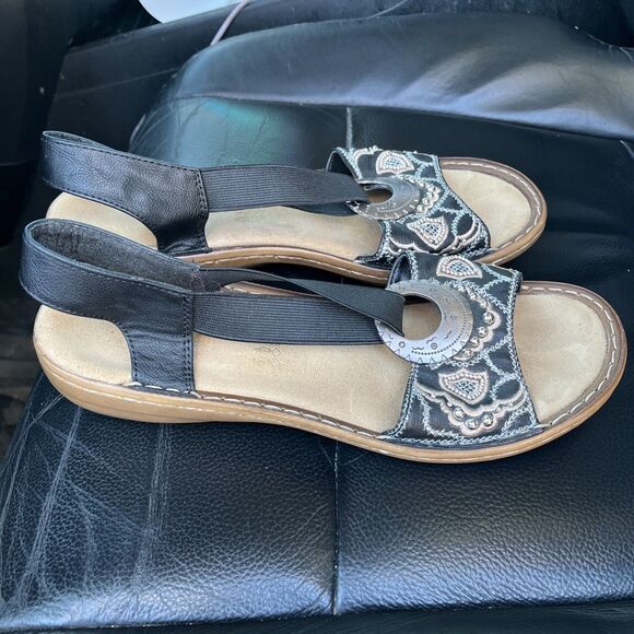 Rieker Shoes Womens Size 9 Embroidered Slip On Sandals Comfort Slingback 40 - Picture 3 of 7